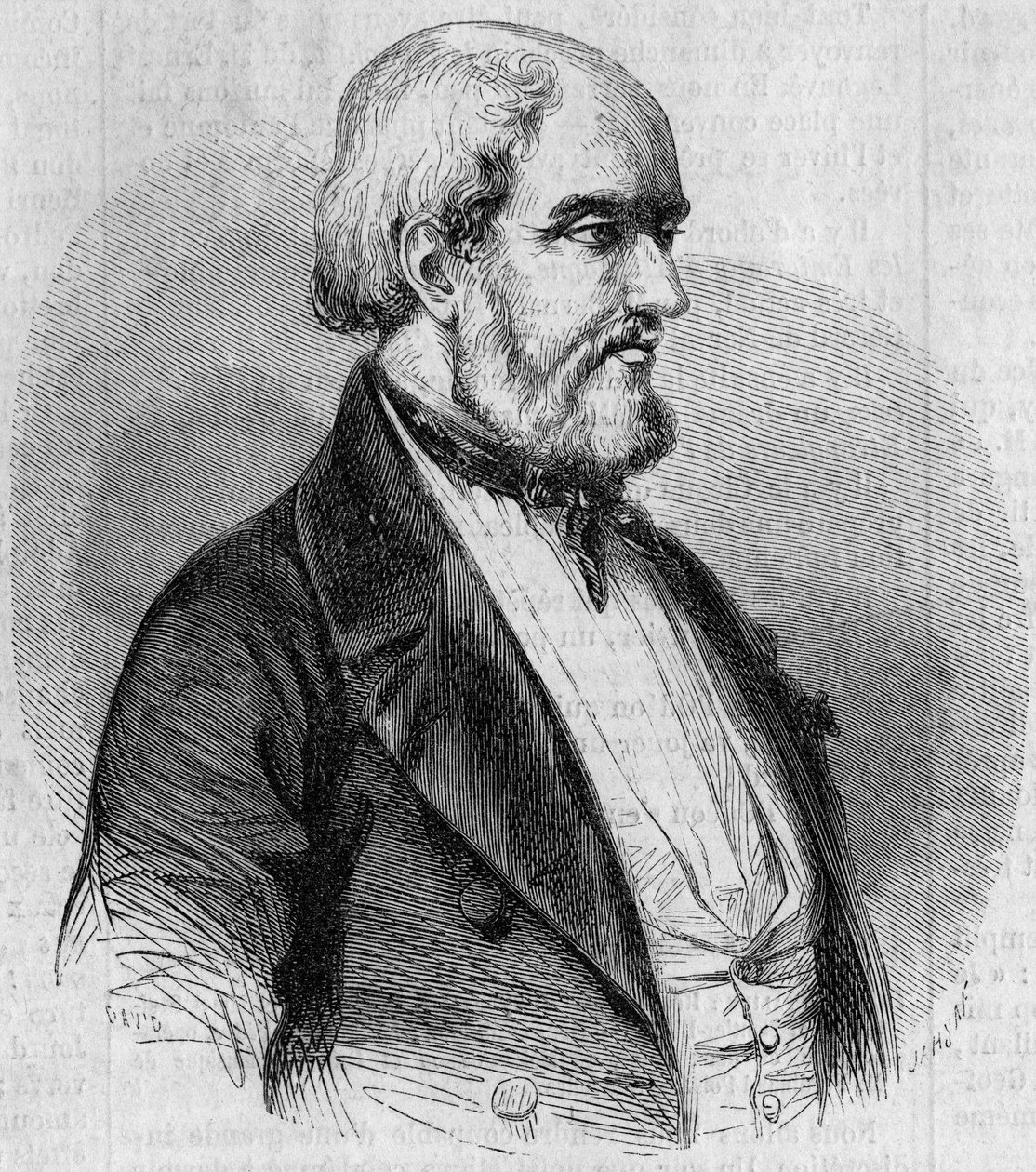 Portrait de Louis Garneray (1783-1857), marin, peintre et historien de la marine français. Gravure dans « Le Monde Illustré » n°26 du 10 octobre - French School