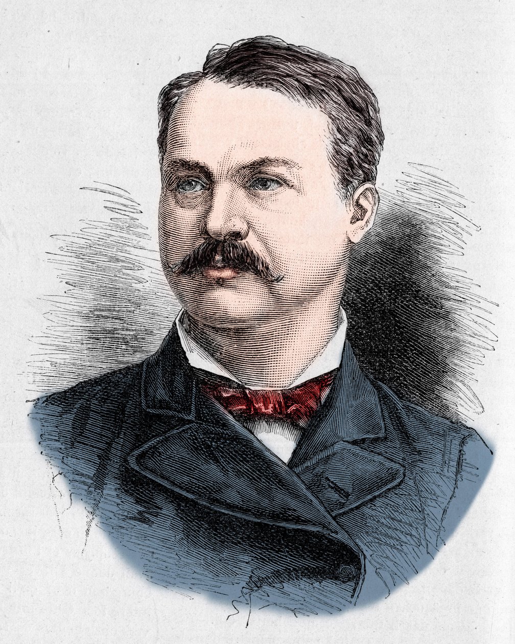 Portrait de Louis Honoré Fréchette (1839-1908), poète et dramaturge canadien. Gravure de Charles Georges dans « Le Monde Illustré » n°1328 du 9 septembre 1882. - French School