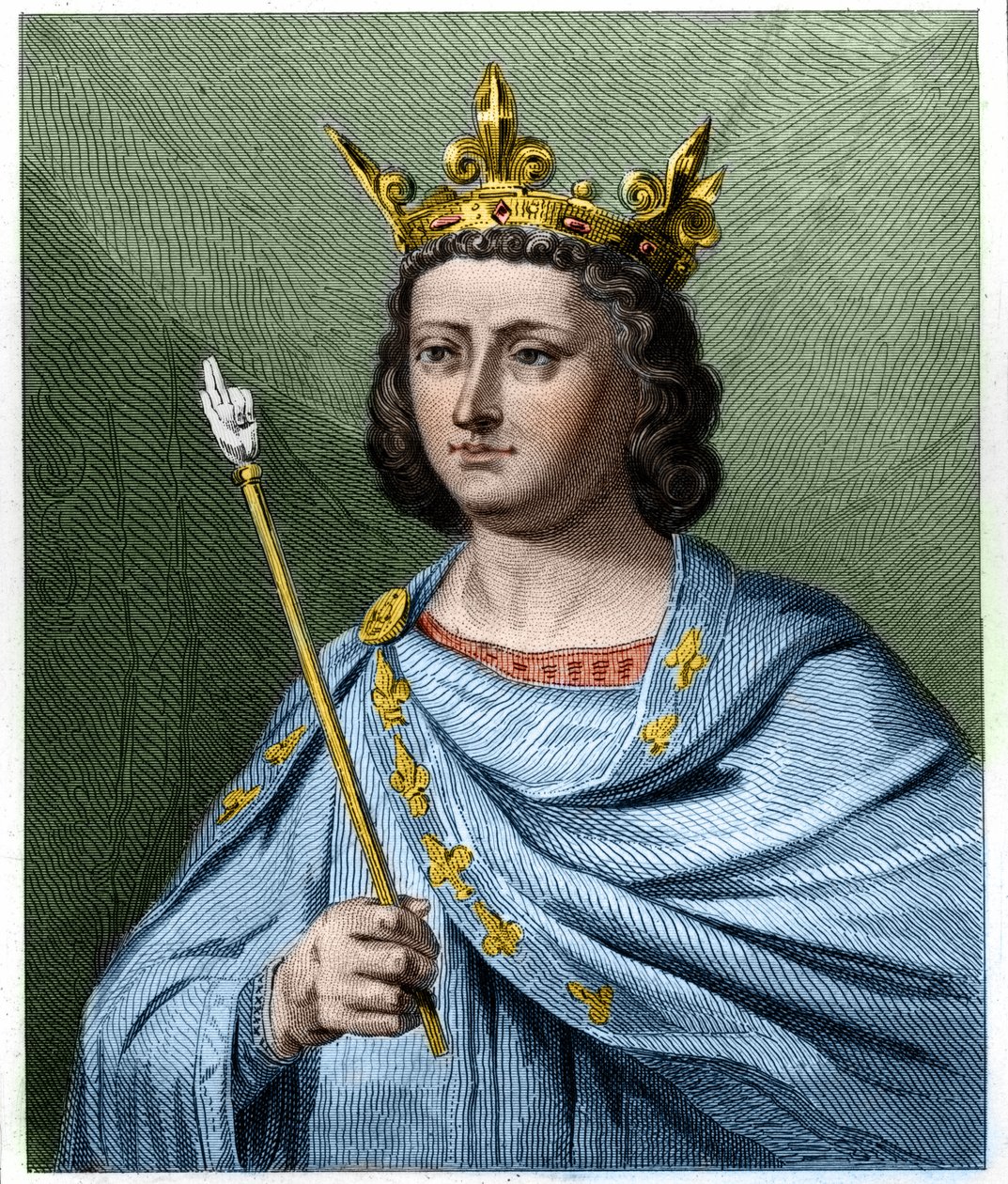 Portrait de Louis X le Hutin (1289 - 1316), roi de France - dans "Histoire des Français" par Lavallée, gravure, sd - French School