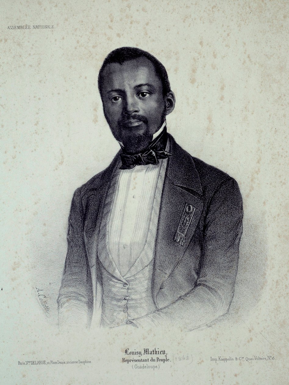 Portrait de Louisy Mathieu (1817-1874), ancien esclave et député de la Guadeloupe. Gravure du 19ème siècle - French School