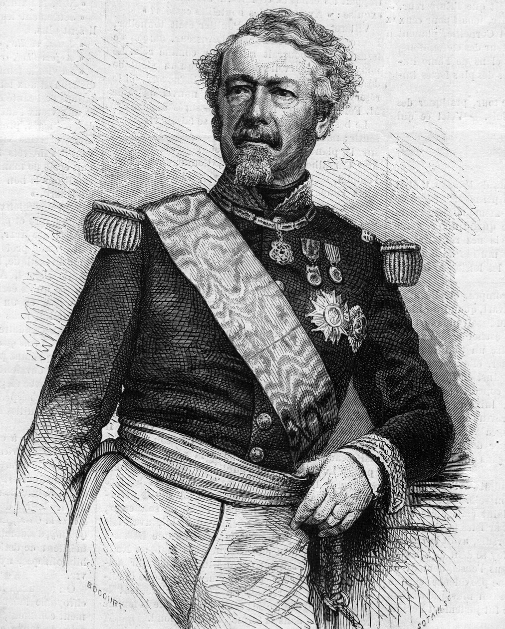 Portrait du maréchal Adolphe Niel (1802-1869), soldat et homme politique français. Gravure dans « Le Monde Illustré » n°645 du 21 août 1869. - French School
