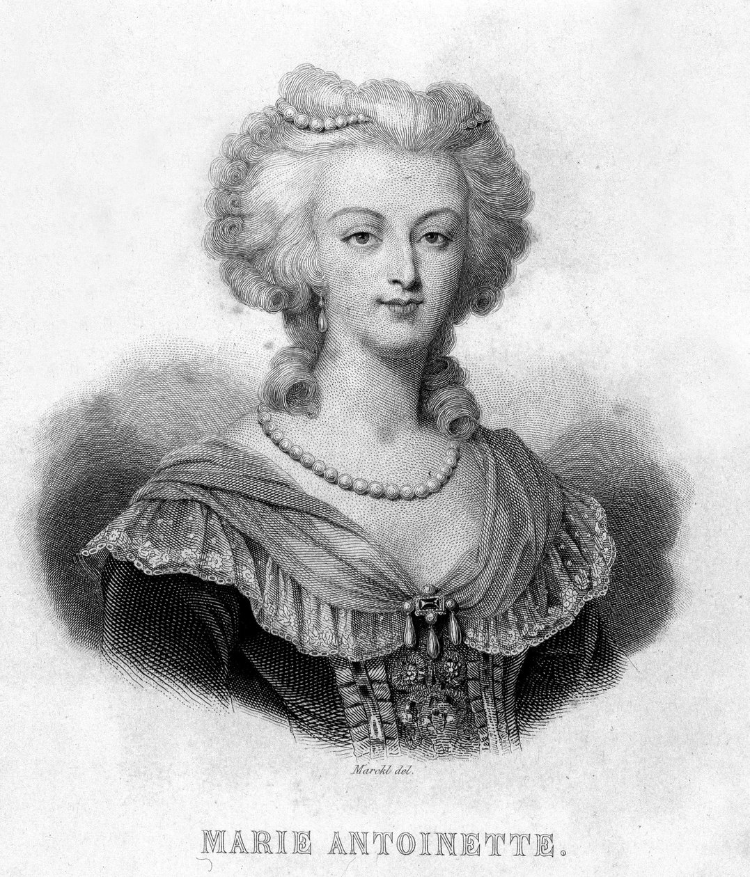Portrait de Marie Antoinette (1755 - 1793) - dans « Révolution française » par Thiers. 19ème siècle - French School