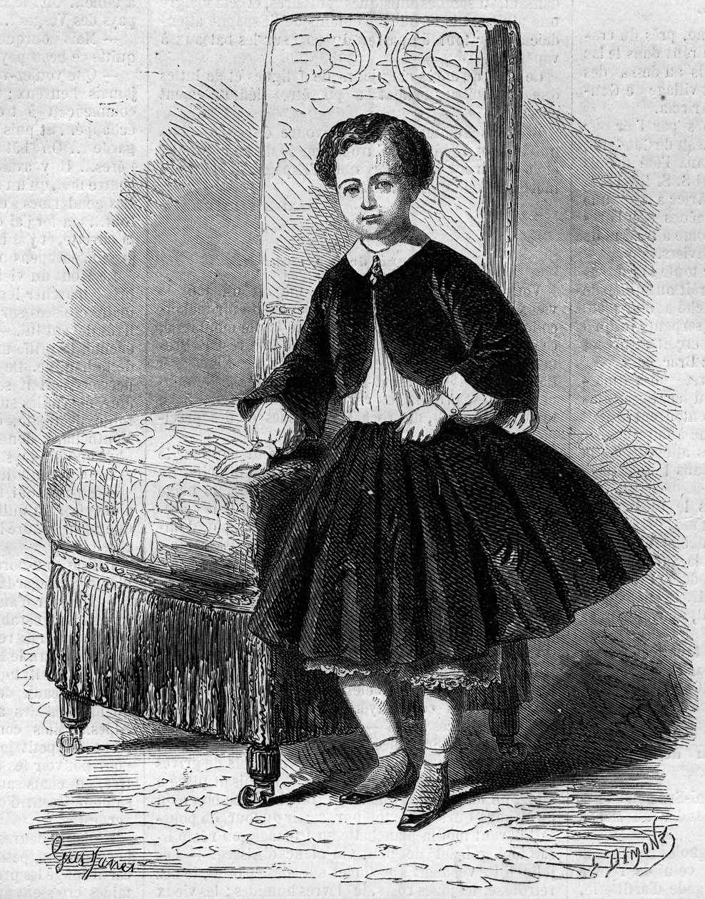 Portrait de Napoléon Eugène Louis Jean Joseph Bonaparte (1856-1879), connu sous le nom de Prince Impérial, fils de Napoléon III. Gravure dans "Le Monde Illustré" n°137 du 26 novembre - French School