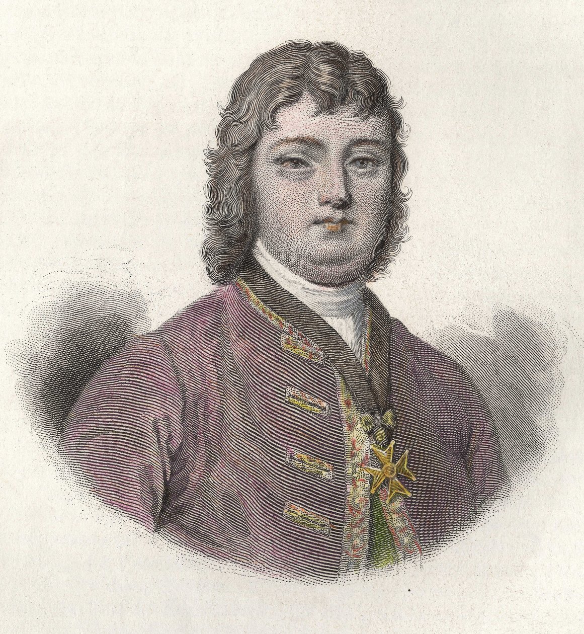 Portrait de Nicolas Roze dit le Chevalier Roze (1675-1733), militaire et gouverneur français. dans « Portraits des Hommes Utiles » - French School