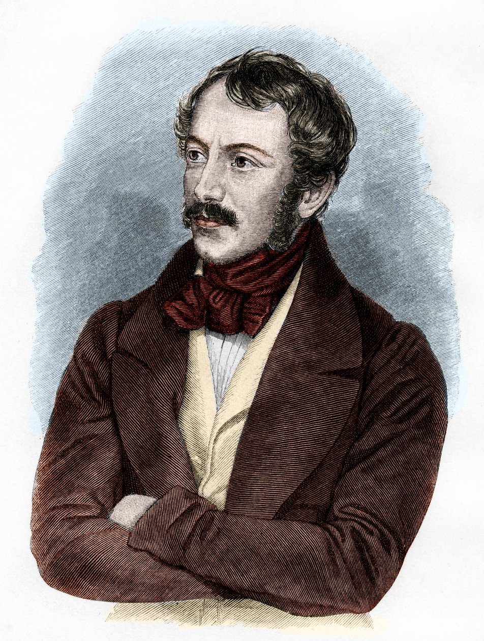 Portrait de Nikolaus Lenau (gravure en couleur) - French School