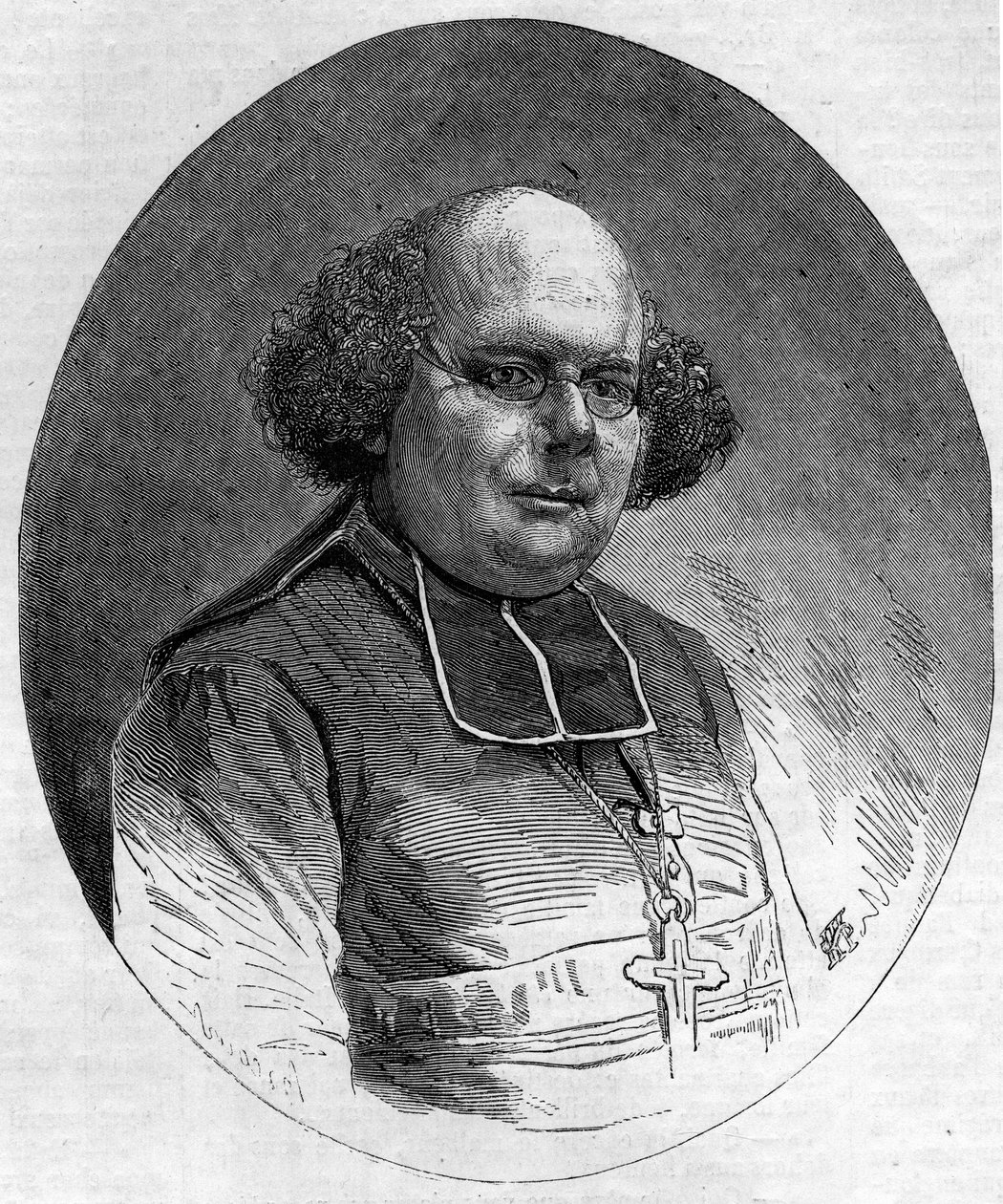 Portrait de Patrice Cruice (1815-1866), évêque de Marseille de 1861 à 1865. Gravure dans « Le Monde Illustré » n°232 du 21 septembre - French School