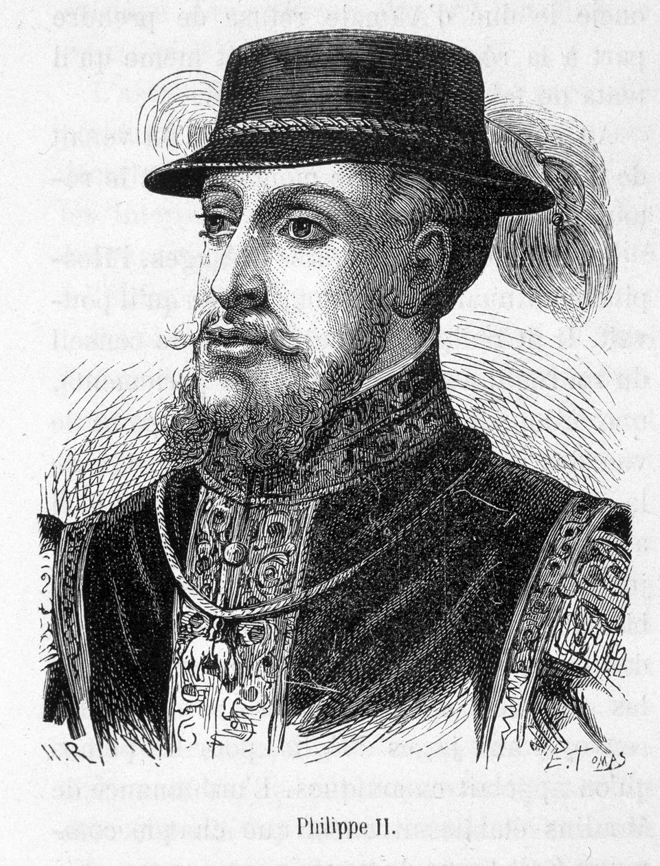 Portrait de Philippe II (Philippe-Auguste) - dans "Histoire de France" par Henri Martin - French School