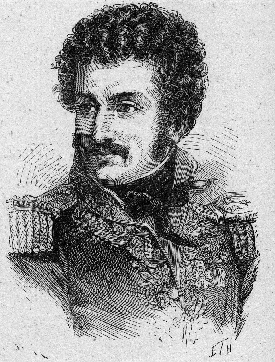 Portrait de Pierre Yriex Daumesnil (1776-1832), général français pendant le Premier Empire et la Restauration - Gravure de 1889 - Collection privée - French School