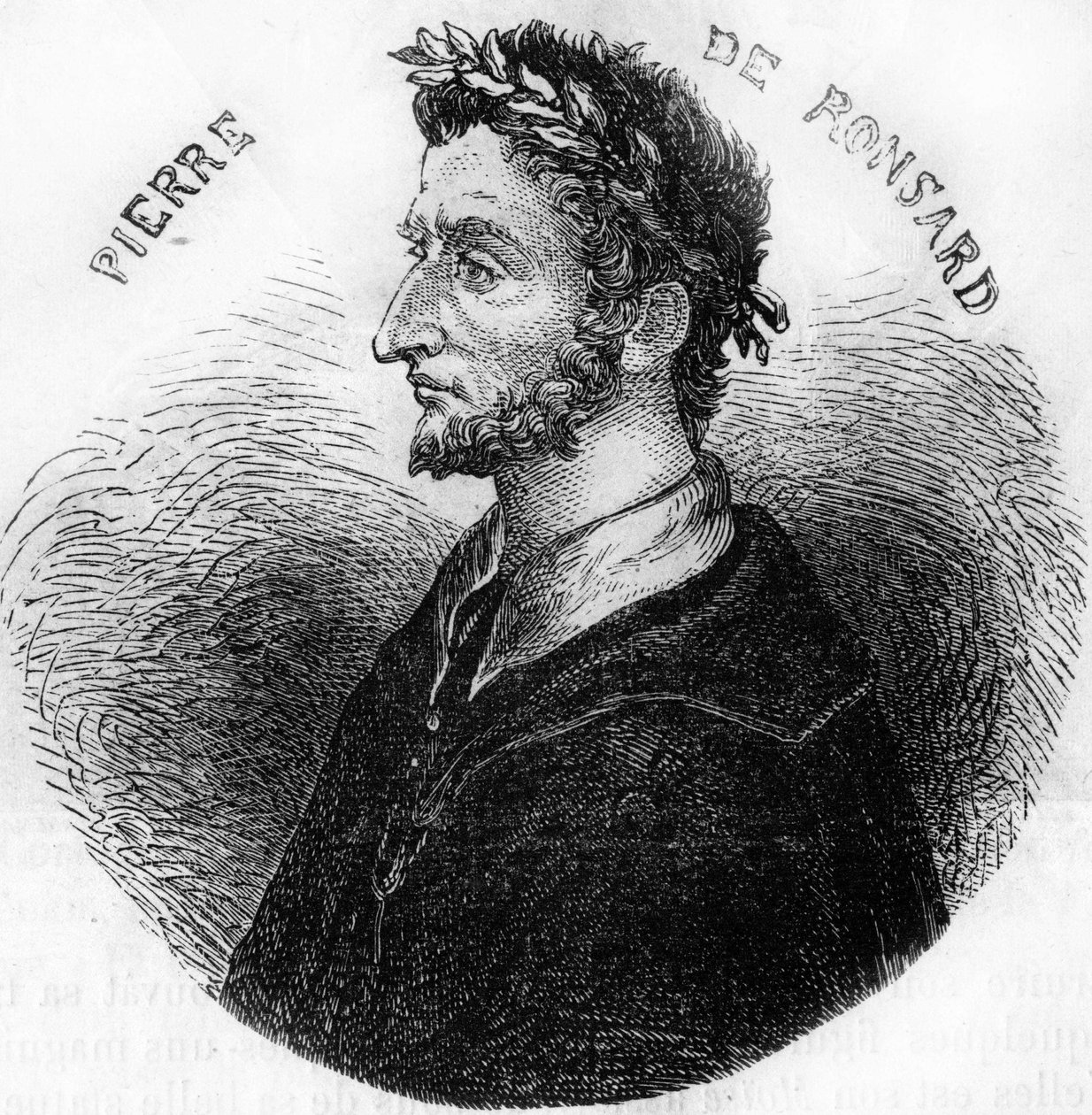 Portrait de Pierre de Ronsard, poète (1524-1585). Dans "Histoire Populaire de la France", sd. vers 1885. Gravure. - French School