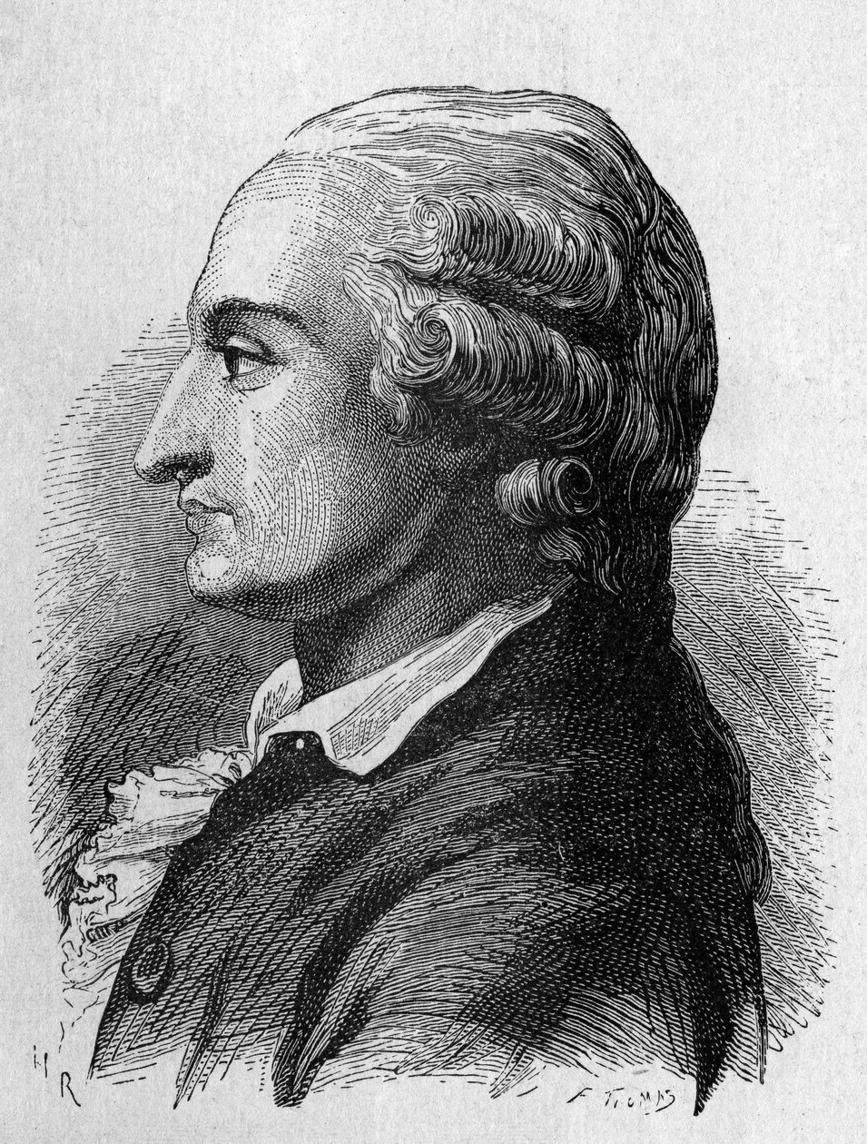 Portrait de Pilâtre de Rozier (1756 - 1785), physicien et aéronaute français (premier voyage en montgolfière) - dans "Album de la Science; savants illustres; Grandes découvertes" 1896. - French School