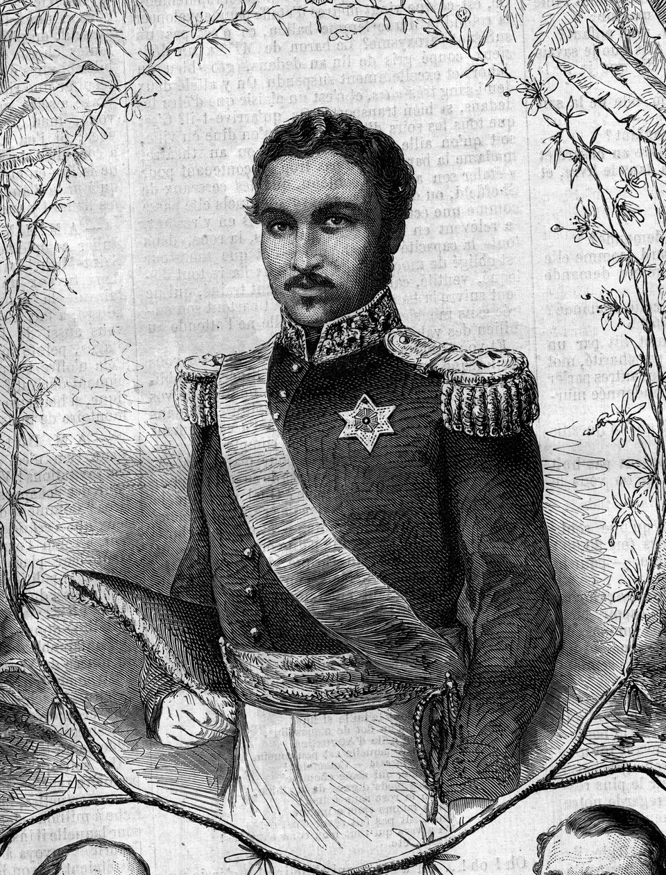 Portrait de Radama II (1829-1863), roi de Madagascar. Gravure dans « Le Monde Illustré » n°268 du 31 mai 1862. - French School