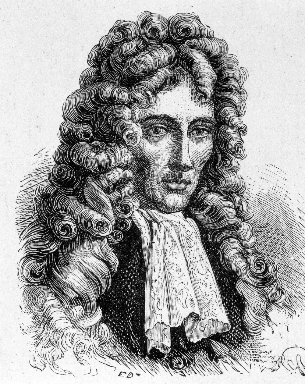 Portrait de Robert Boyle (1627 - 1691), physicien et chimiste irlandais - dans « Album de la Science ; savants illustres ; Grandes découvertes » 1896 - French School