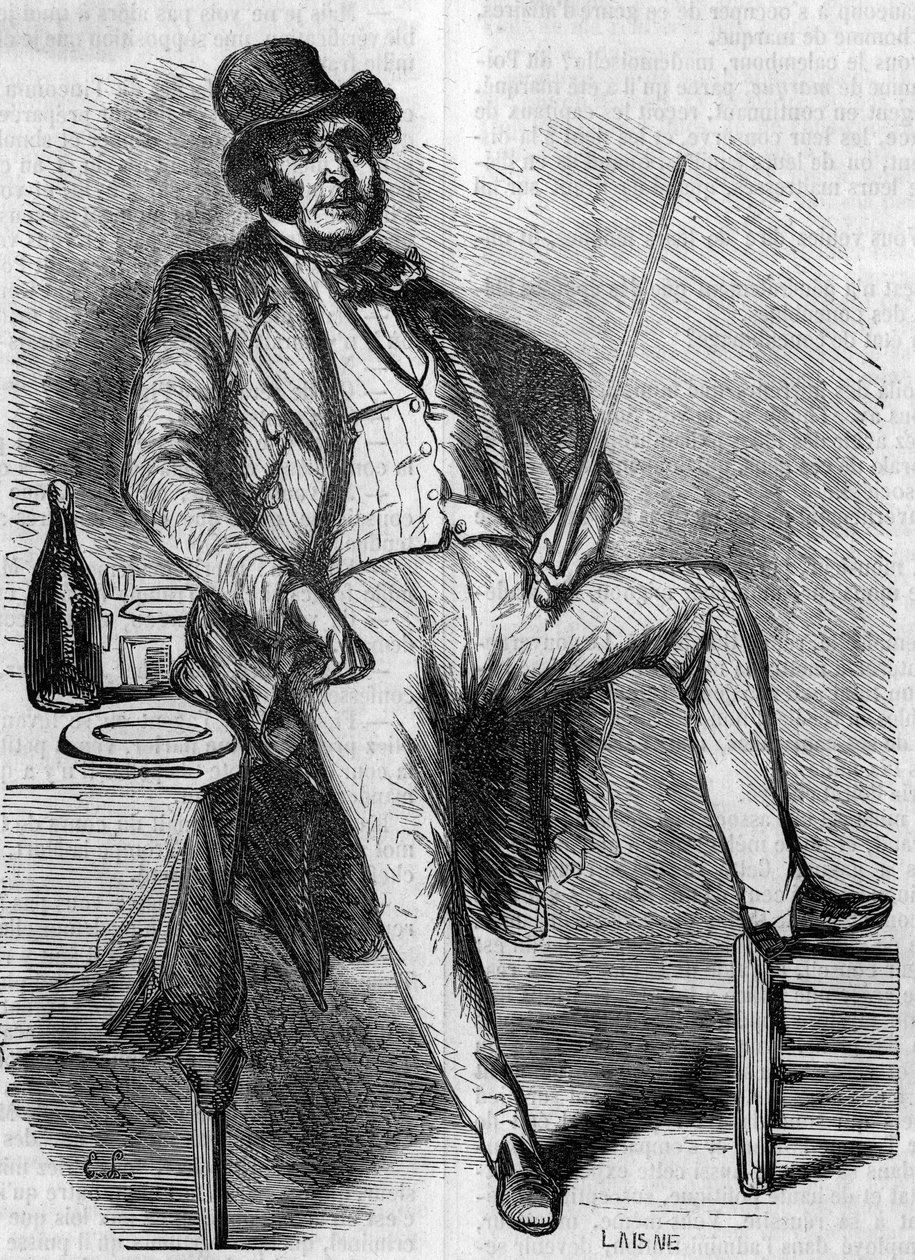 Portrait de Vautrin, personnage du roman "Le Père Goriot". Gravure du milieu du 19e siècle. Illustration pour "Le Père Goriot" de Honoré de Balzac (1799-1850). - French School