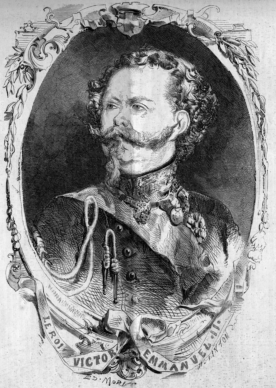 Portrait de Victor Emmanuel II (Vittorio Emanuele) (Victor-Emmanuel) (1820-1878), Roi de Sardaigne et futur Roi d