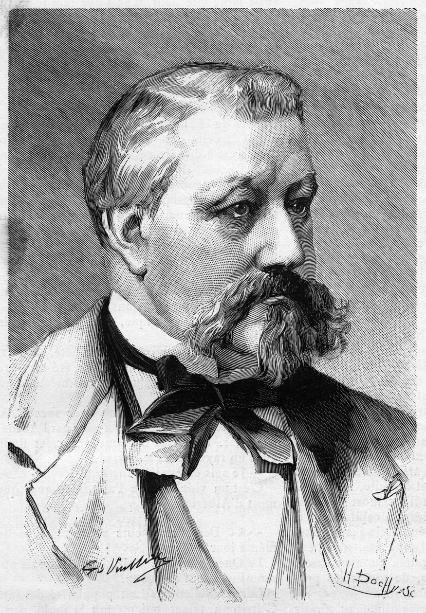 Portrait du journaliste et romancier Albéric Second décédé en 1887, dans Le Monde Illustré - French School