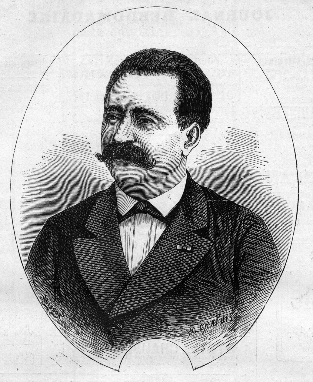 Portrait du "Docteur Nicolay" (Faure Nicolay, magicien français?). Gravure dans "Le Monde Illustré" n°1052 du 9 juin 1877 - French School