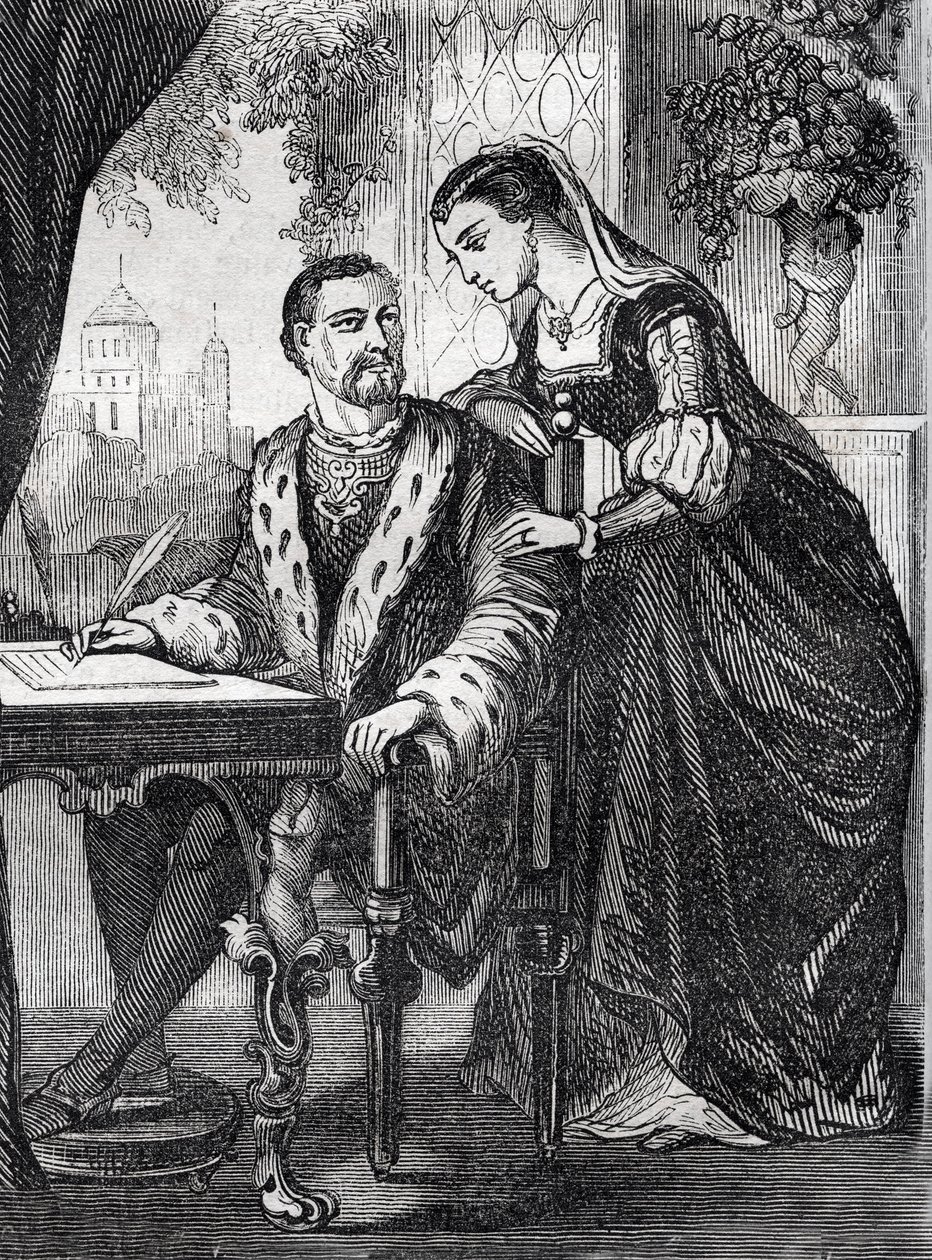 Portrait du roi de France Henri II (1519-1559) et de Diane de Poitiers (1499-1566) - gravure - French School