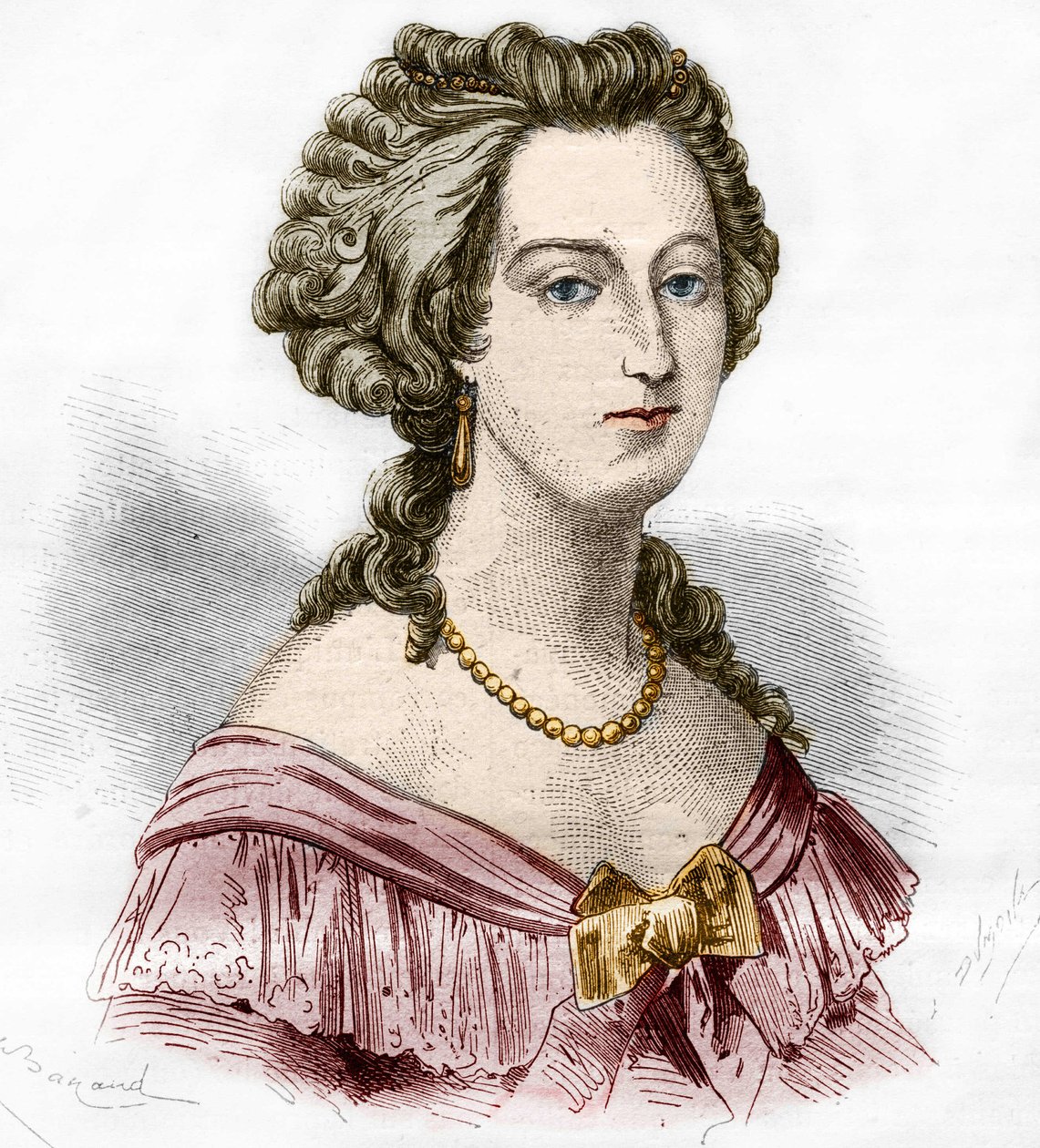 Portrait de la marquise de Boufflers Marie Françoise Catherine de Beauvau Craon (1711-1787). Gravure dans « L