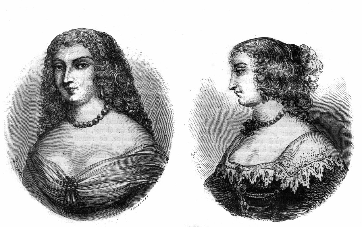 Portraits de Mademoiselle de la Fayette (Louise de La Fayette 1618-1665) et Mademoiselle de Hautefort (Marie de Hautefort) - French School