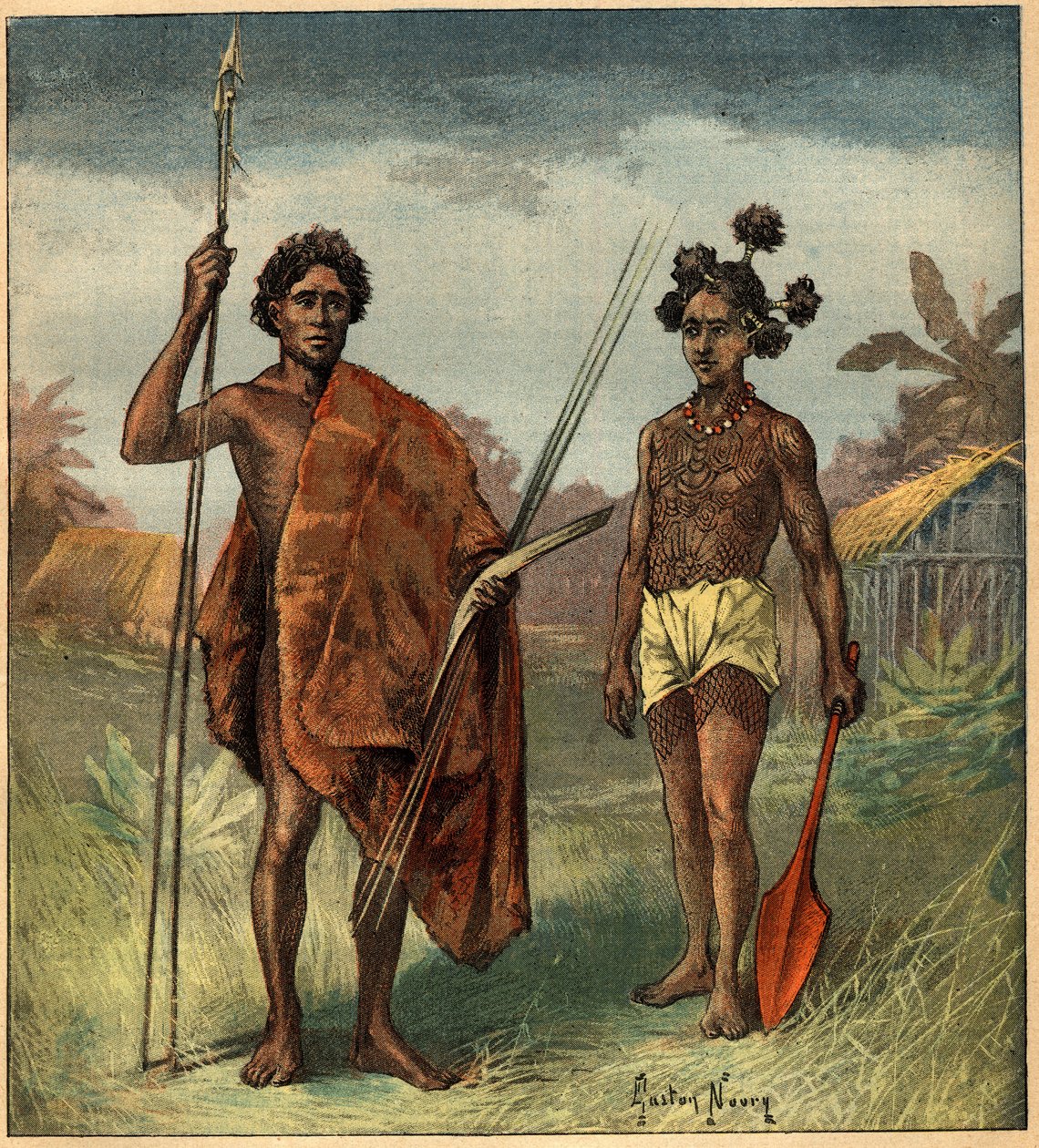 Portraits de deux indigènes de la tribu Marringong, Nouvelle-Galles du Sud (Australie) (gravure dans 