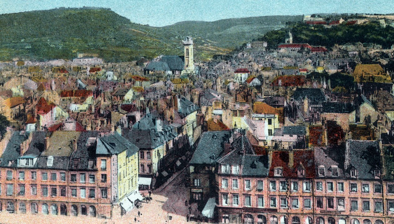 Carte postale de la vue depuis la tour Madeleine, Besançon, vers 1930 - French School
