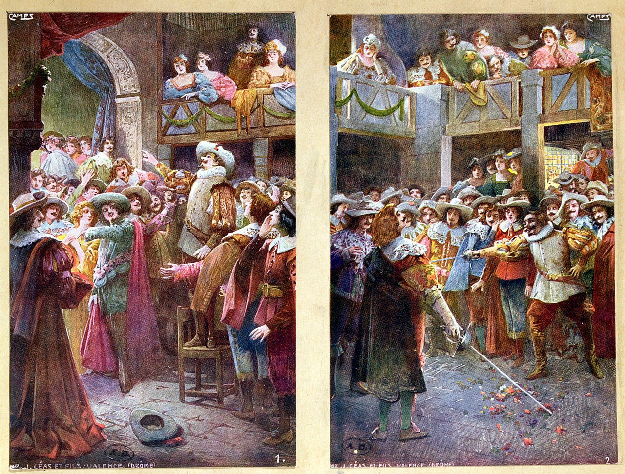Cartes postales représentant Cyrano de Bergerac et le duel à l
