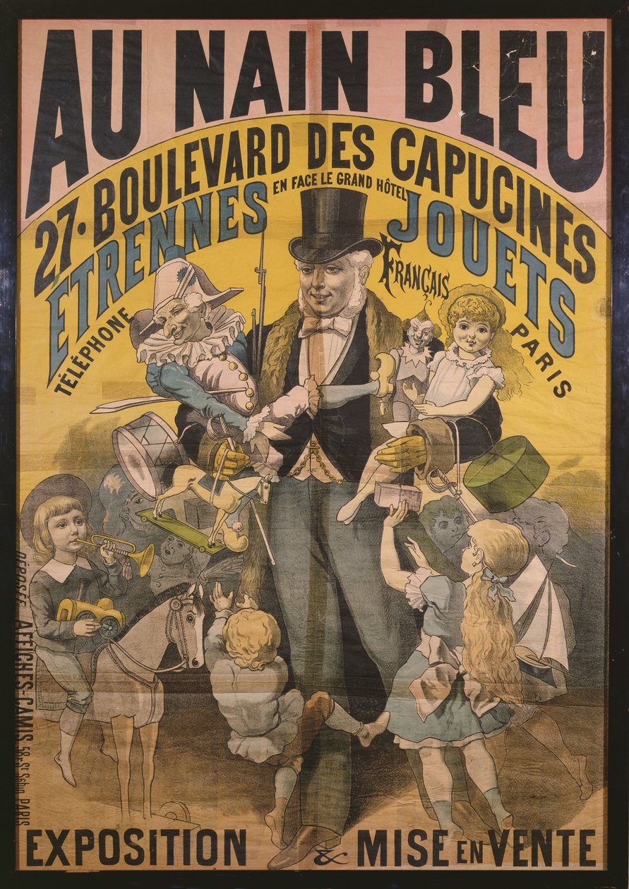 Affiche publicitaire pour Au Nain Bleu, vers 1890 - French School