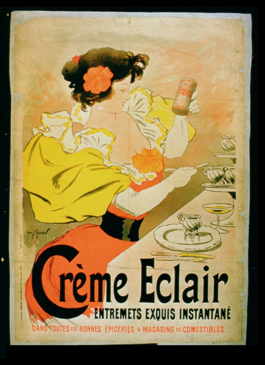 Affiche publicitaire pour Crème Éclair Dessert Instantané - French School