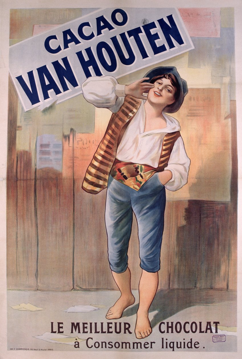 Affiche publicitaire pour le cacao Van Houten - French School