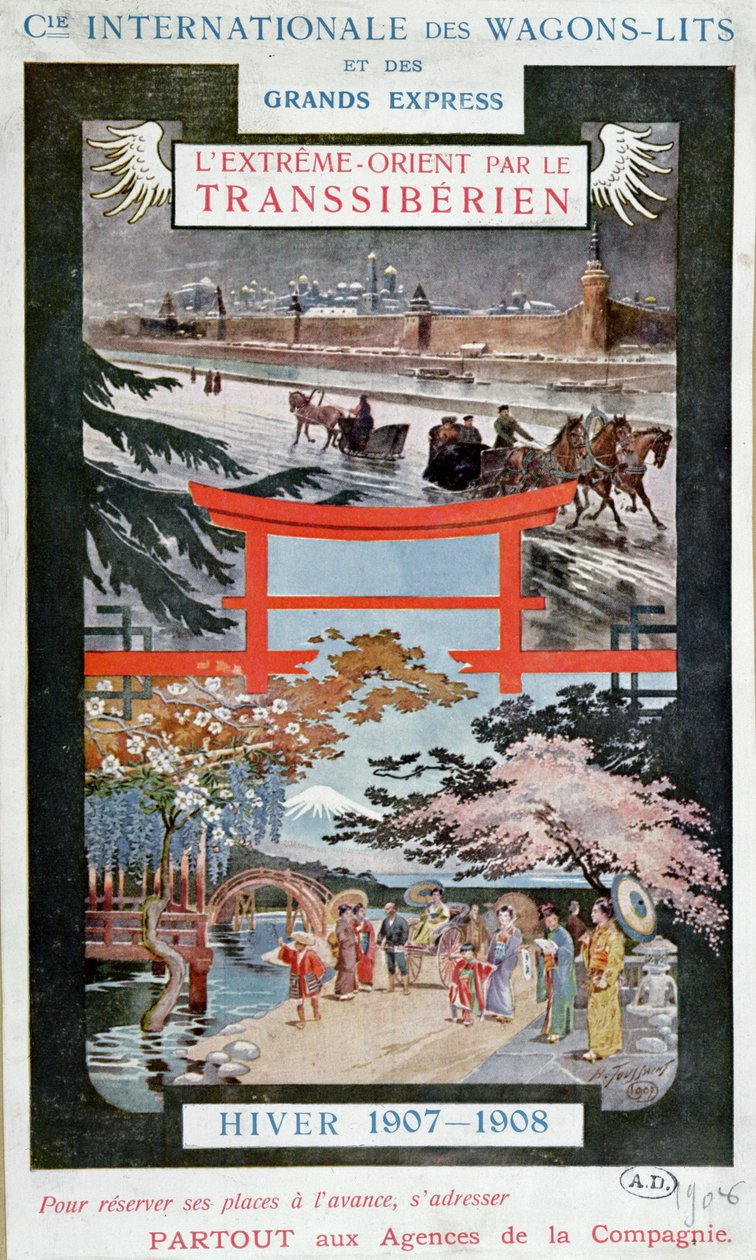 Affiche publicitaire pour le Transsibérien, hiver 1907-8 - French School