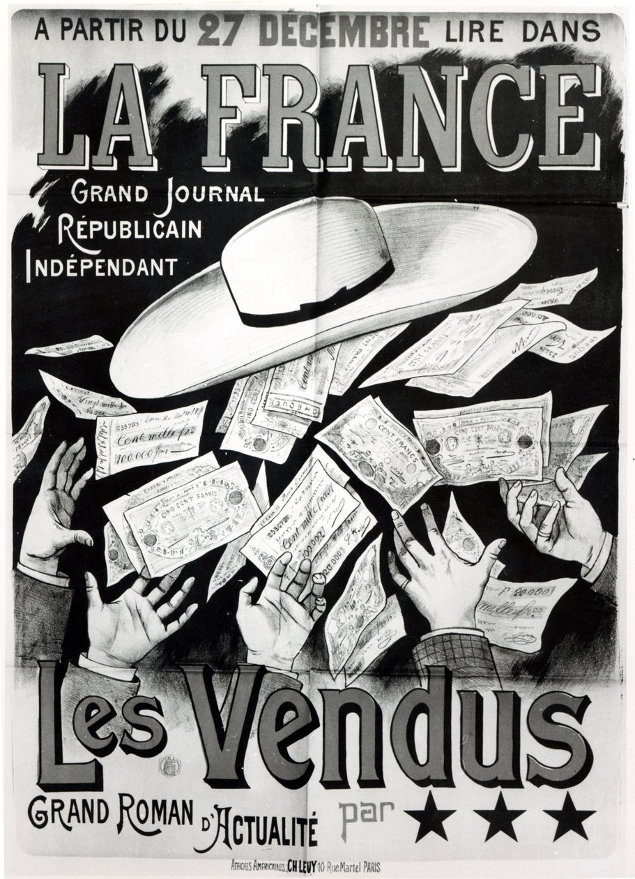 Affiche publicitaire pour le roman Les Vendus traitant de l
