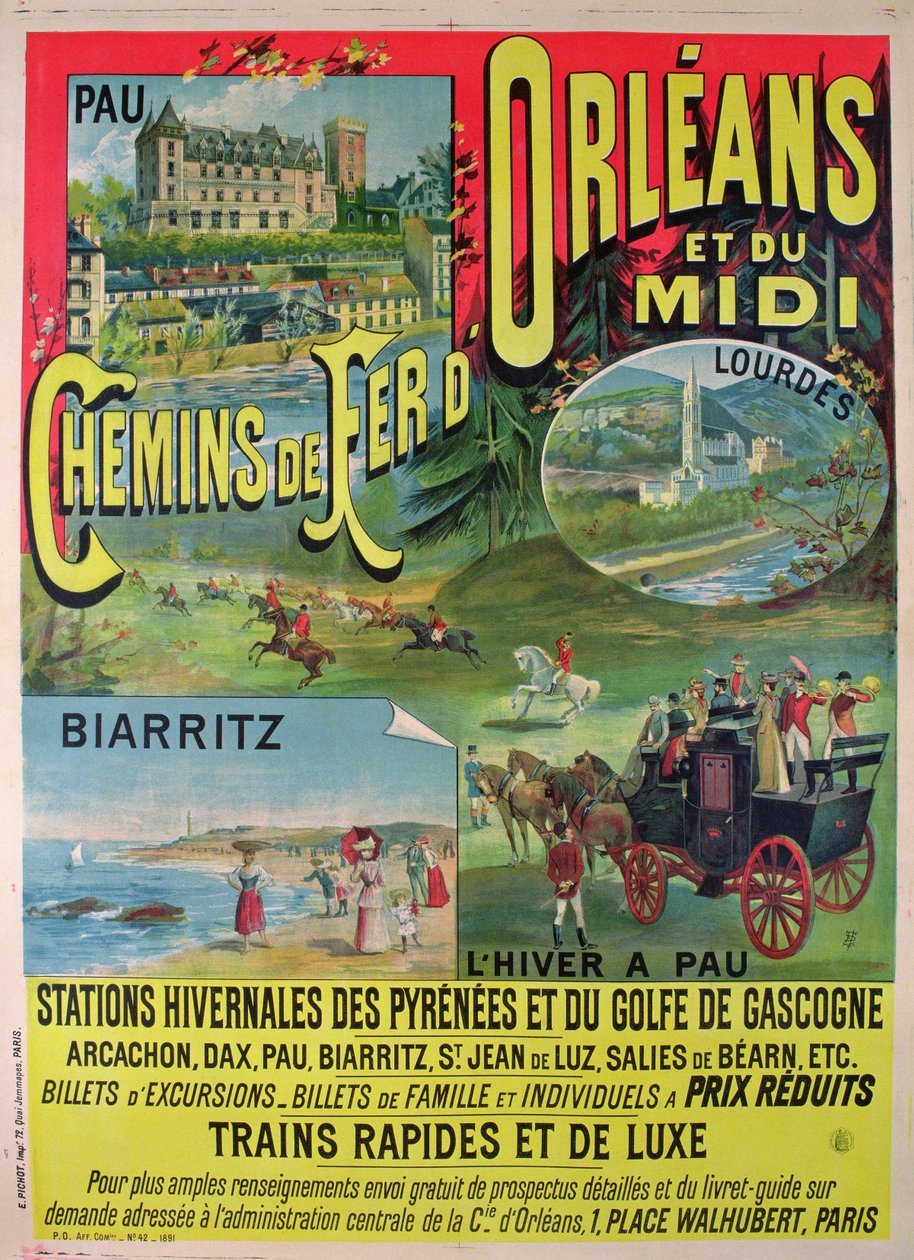 Affiche publicitaire pour les chemins de fer d