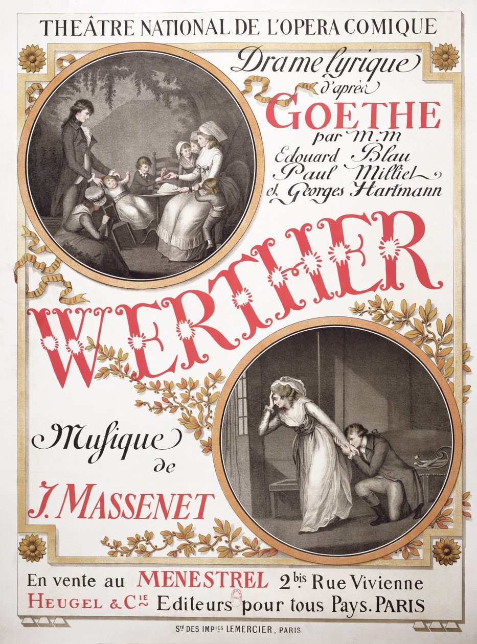 Affiche pour Werther de Jules Massenet (1842-1912) au Théâtre National de l