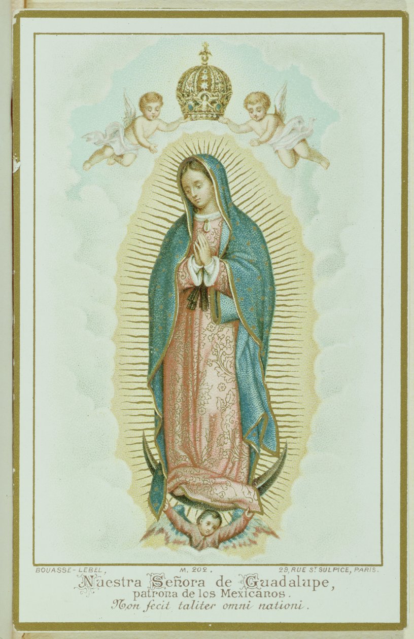 Carte de prière représentant Notre-Dame de Guadalupe, vers 1900 - French School