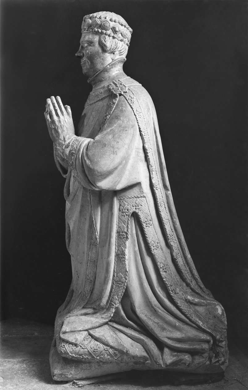 Figure priant à genoux du Duc Jean de Berry (1340-1416) Comte de Poitiers, 15e-18e siècle - French School