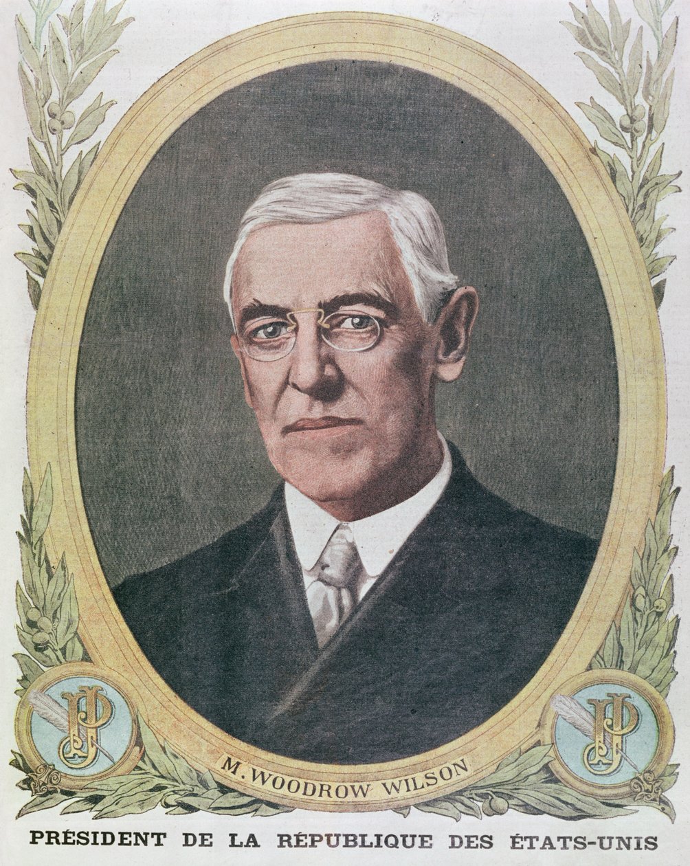 Président Woodrow Wilson, illustration de Le Petit Journal 1917 - French School