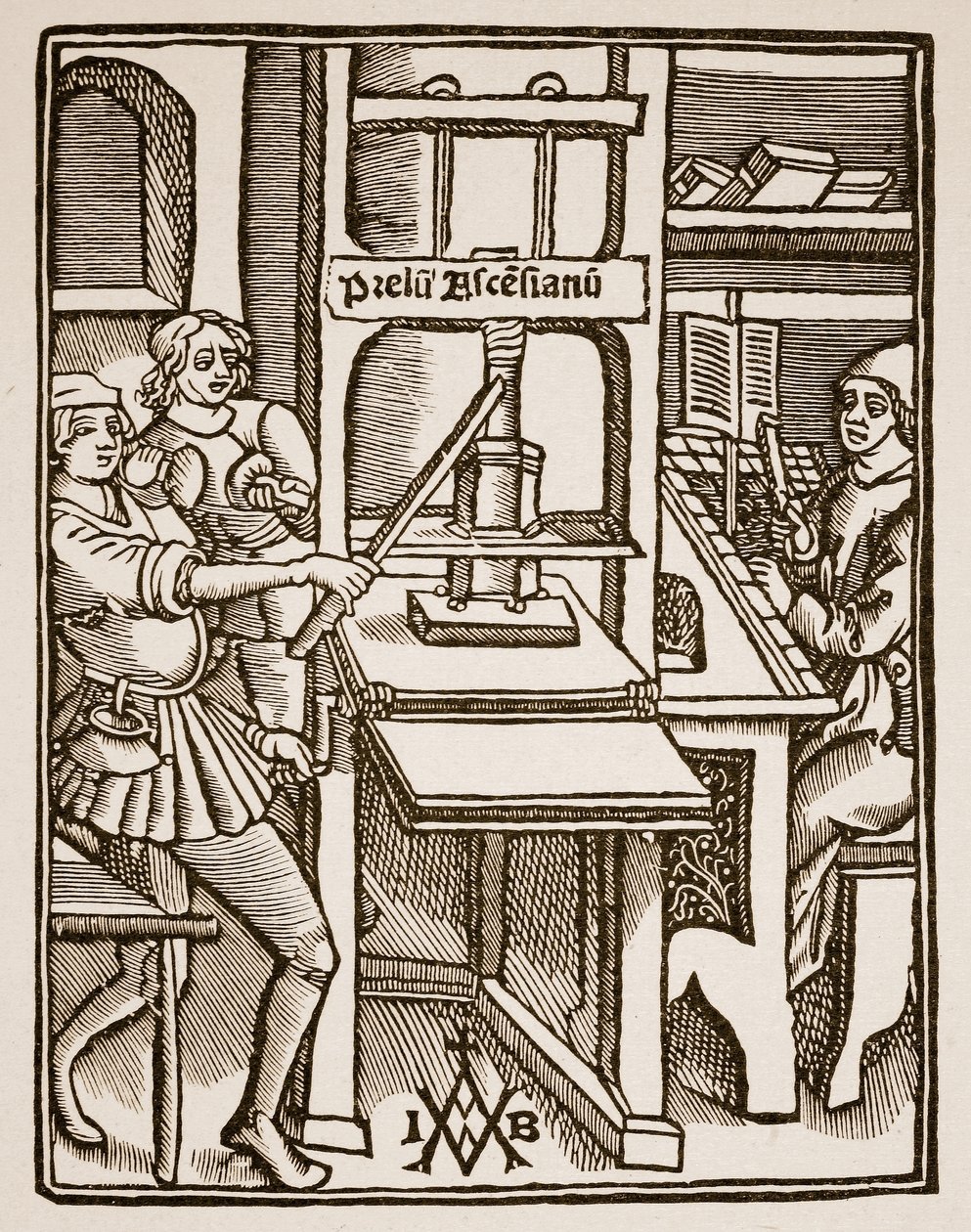 Presse à imprimer, page de titre de Hegesippus, imprimé par Jodocus Badius Ascensius, Paris, 1511 - French School