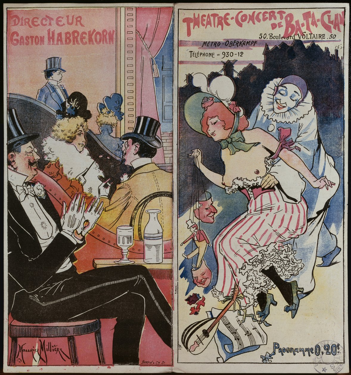 Programme pour le concert-café Ba-ta-clan, vers 1905 - French School