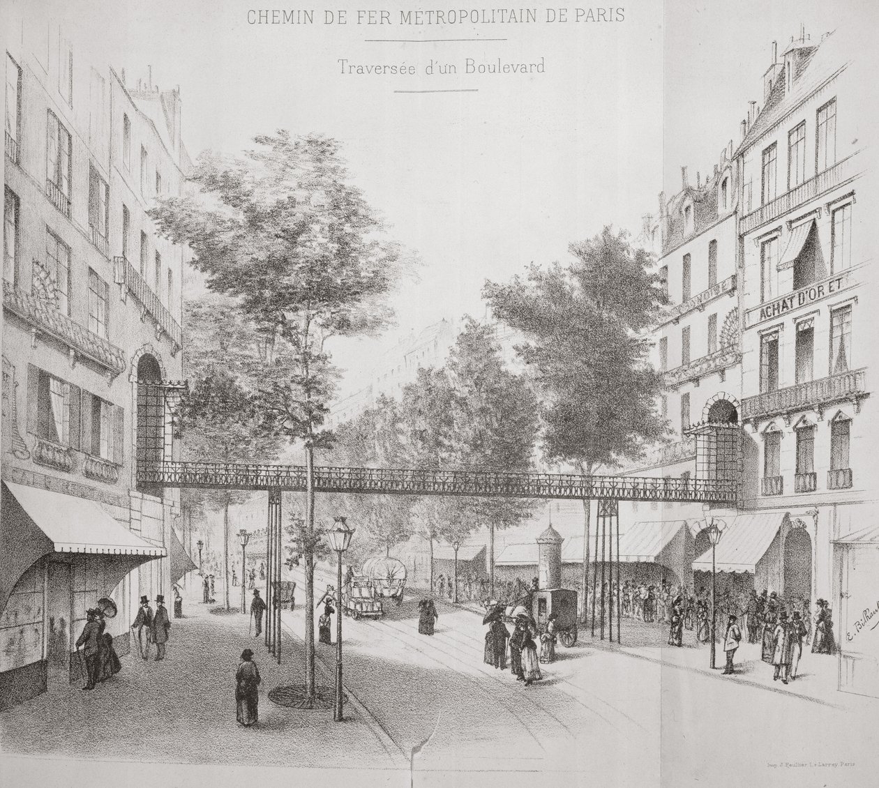 Projet de système de métro aérien à Paris, 1886 - French School