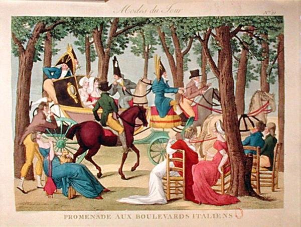 Promenade sur le Boulevard des Italiens à Paris, début du 19ème siècle - French School