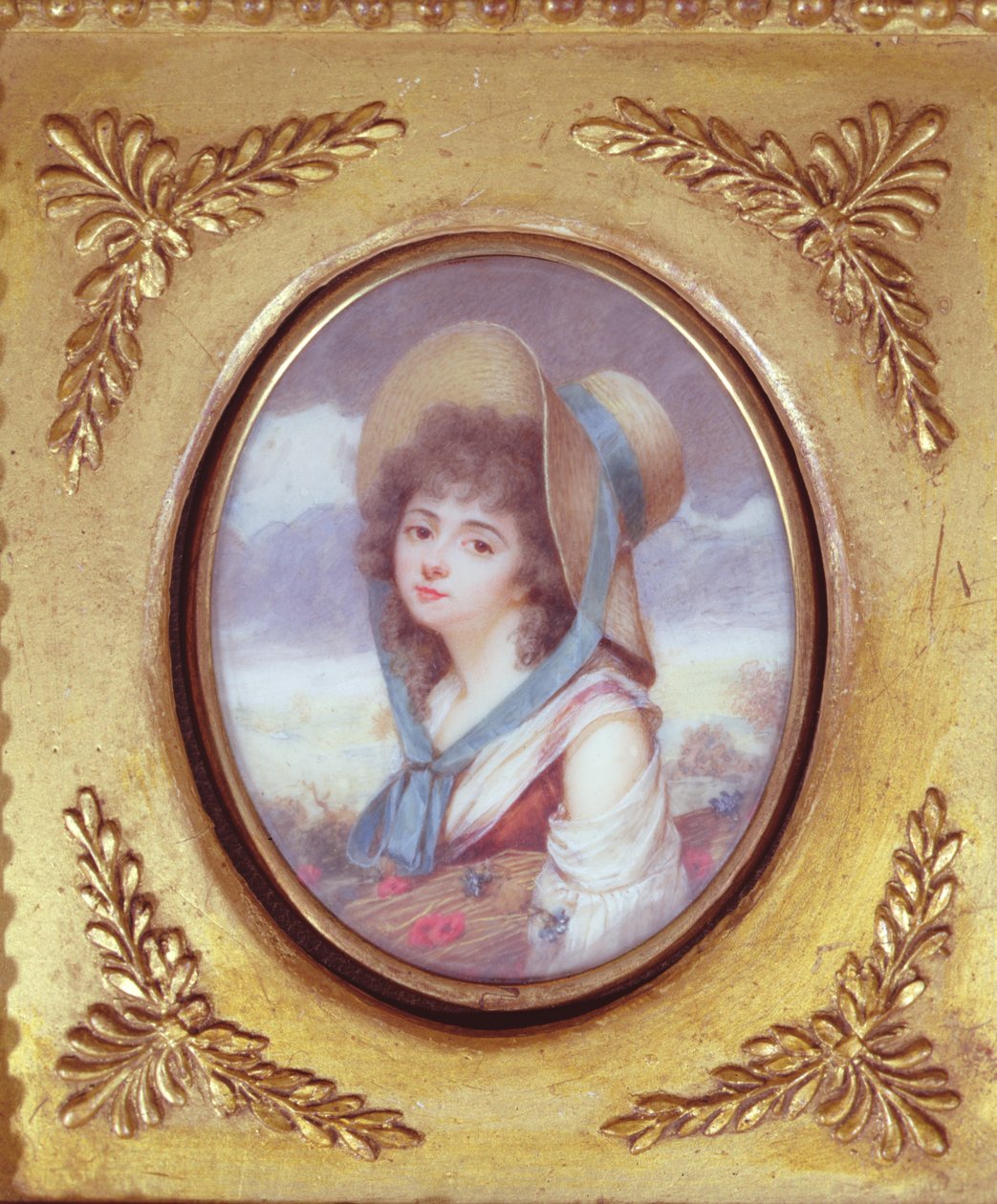 Pulcherie de Valence portant une gerbe de blé avec des coquelicots et des bleuets, vers 1783 - French School