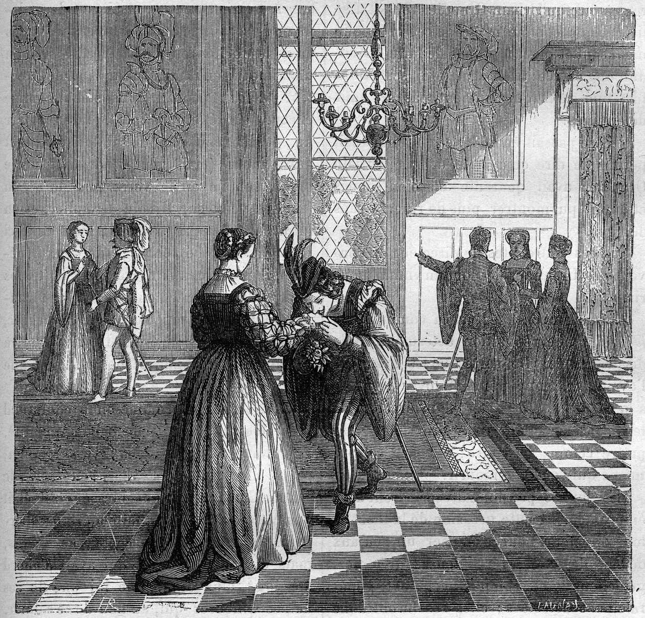 La reine Marguerite de Navarre (1492-1549) rencontre Pomini. Gravure dans « L
