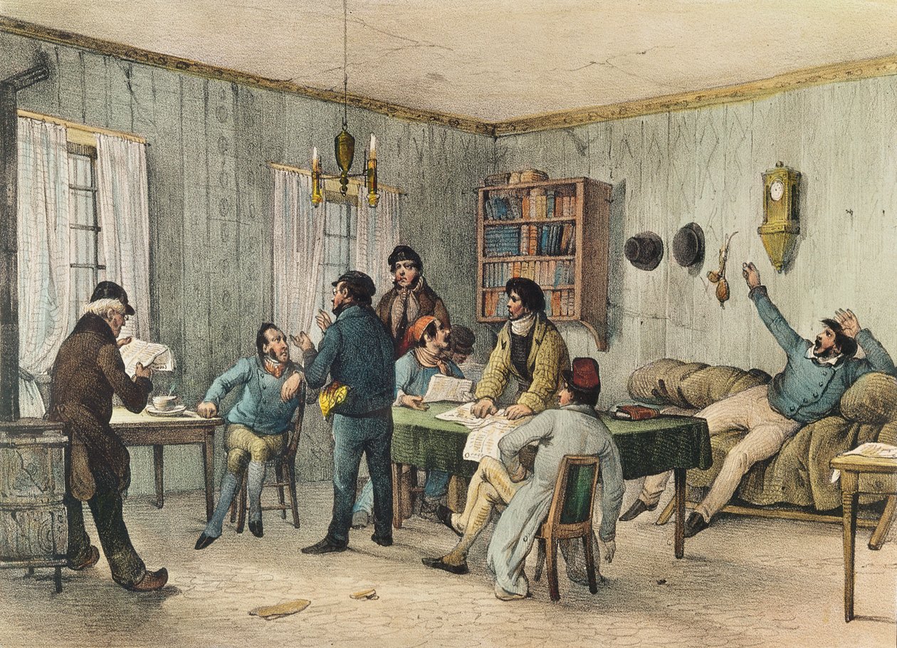 Salle de Lecture de la Prison Sainte-Pélagie, Paris, c. 1840 - French School
