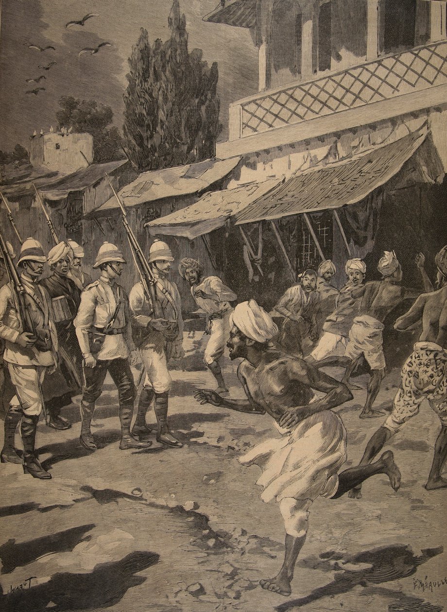 Rébellion à Bombay, illustration du Petit Journal : Supplément illustré, 1898 - French School