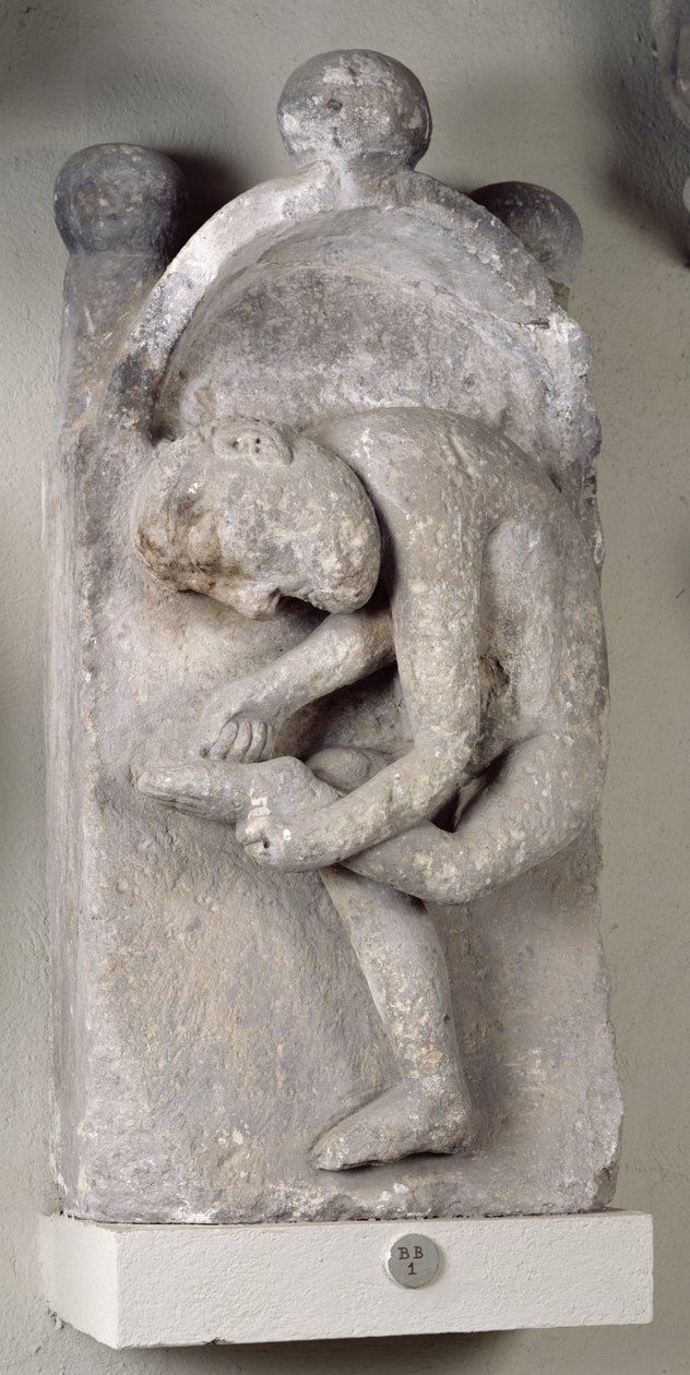 Relief représentant un homme enlevant une épine de son pied - French School