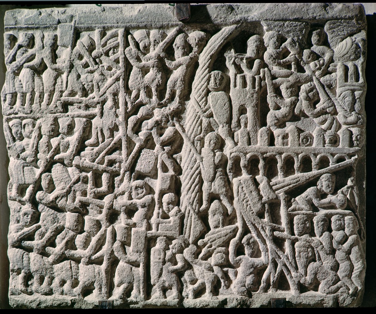 Relief représentant le Siège de Carcassonne par Simon de Montfort (c.1160-1218) en 1209 - French School