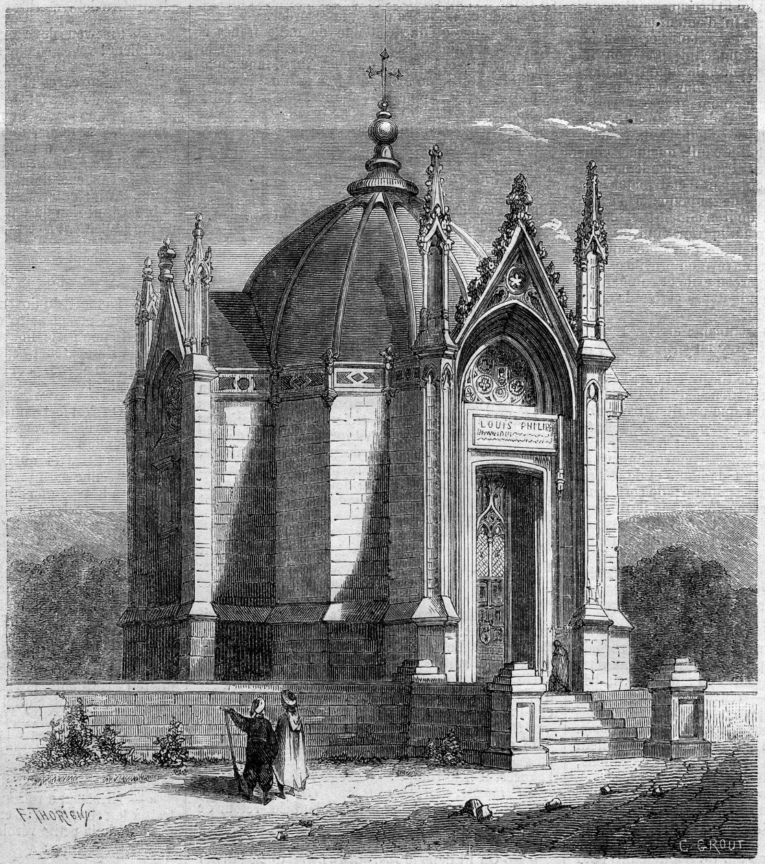 Architecture religieuse : vue extérieure de la chapelle Saint-Louis (1842), Carthage, Tunisie - French School