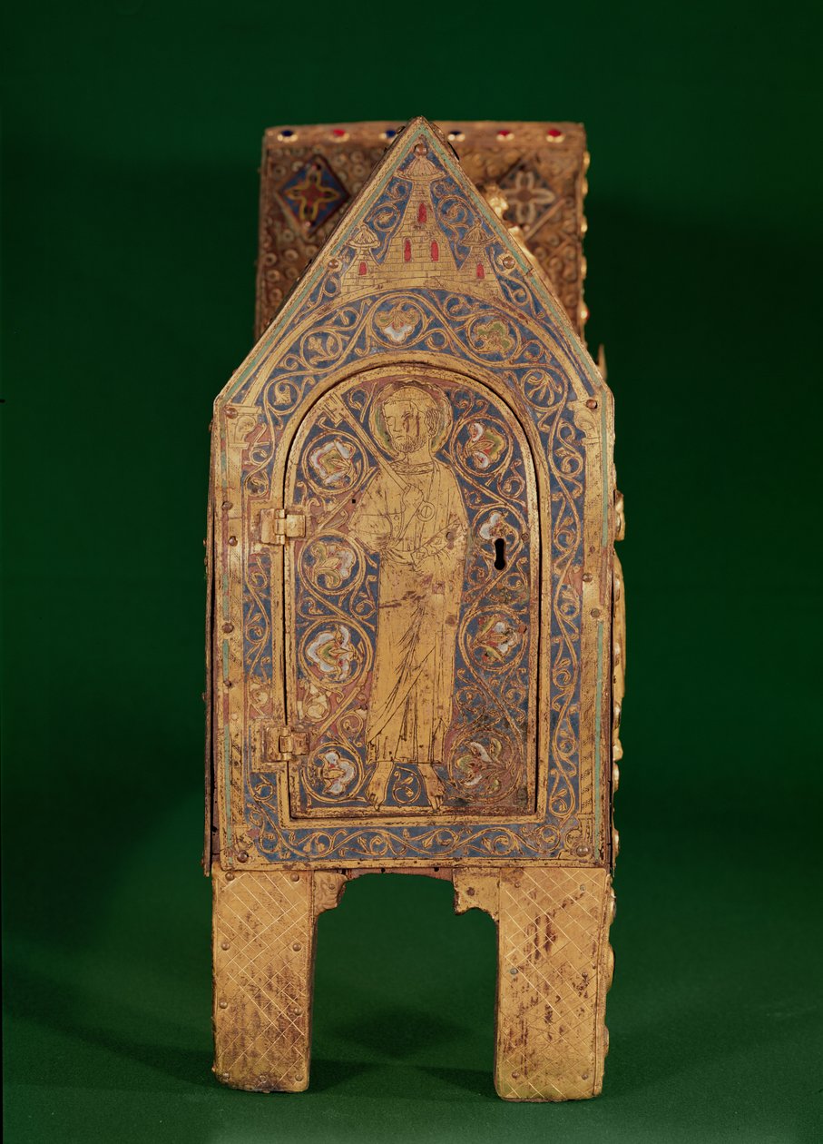 Châsse reliquaire de Saint Calminius, détail de Saint Pierre tenant les clés, Limoges - French School