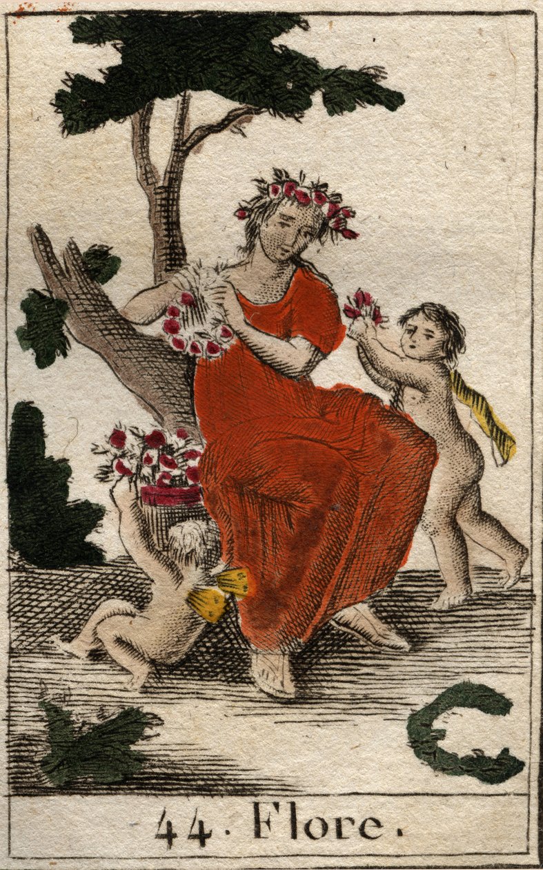 Représentation de Flore, déesse des fleurs. De « Mythologie de la jeunesse » par Pierre Blanchard 1803 - French School