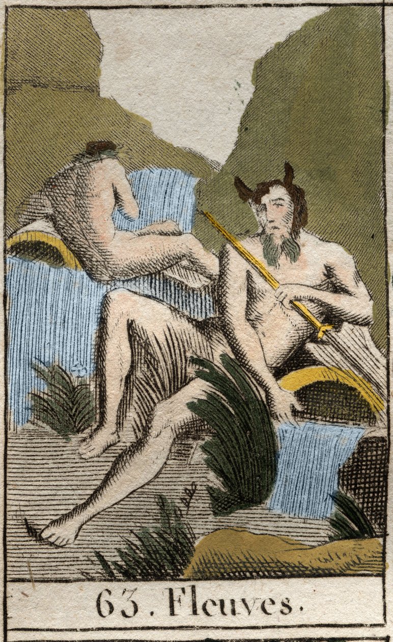 Représentation des Rivières, des vieillards à la barbe et aux cheveux mouillés, assis près d